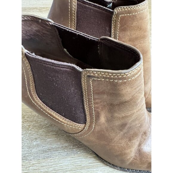Cole Haan Womens Balthasar Wedge Ankle Boots Chestnut Leather Size 9 Rustic Boho - Picture 3 of 10